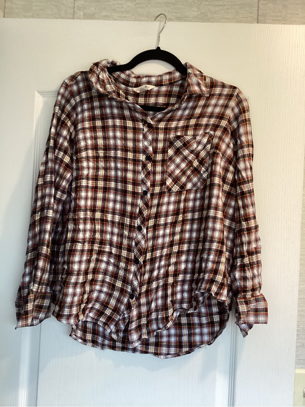 Terra & Sky plaid Button-Down Shirt 1X EUC